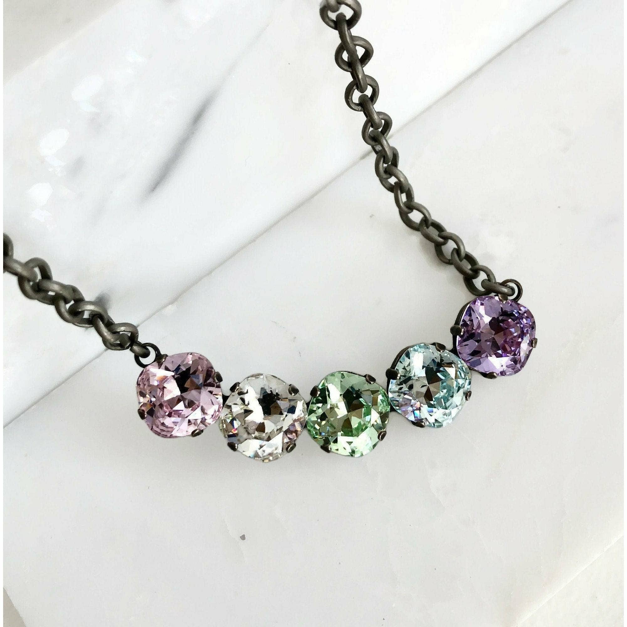 Love Your Bling® - Wholesale Pendant/Charm Necklace - Rainbow pastel Swarovski Crystal necklace3