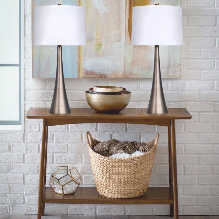 LumiSource and Grandview Gallery - Wholesale Accent/Desk Lamp - 29.5" Diana Metal Table Lamps Linen Shades (Set of 2)
