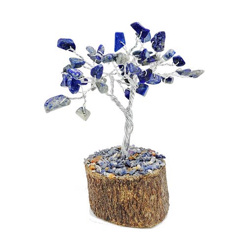 Albero della felicità in lapislazzuli con 40 pietre, 14 cm per la vendita all'ingrosso da parte di Artisans de Madagascar