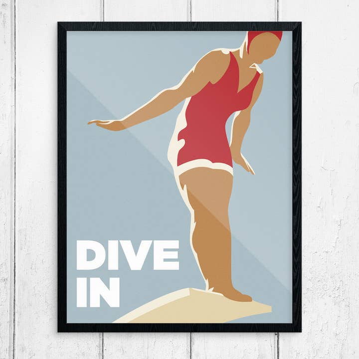Fridgedoor - Wholesale Art Print - 11'' x 14'' Dive In Woman Diver Print