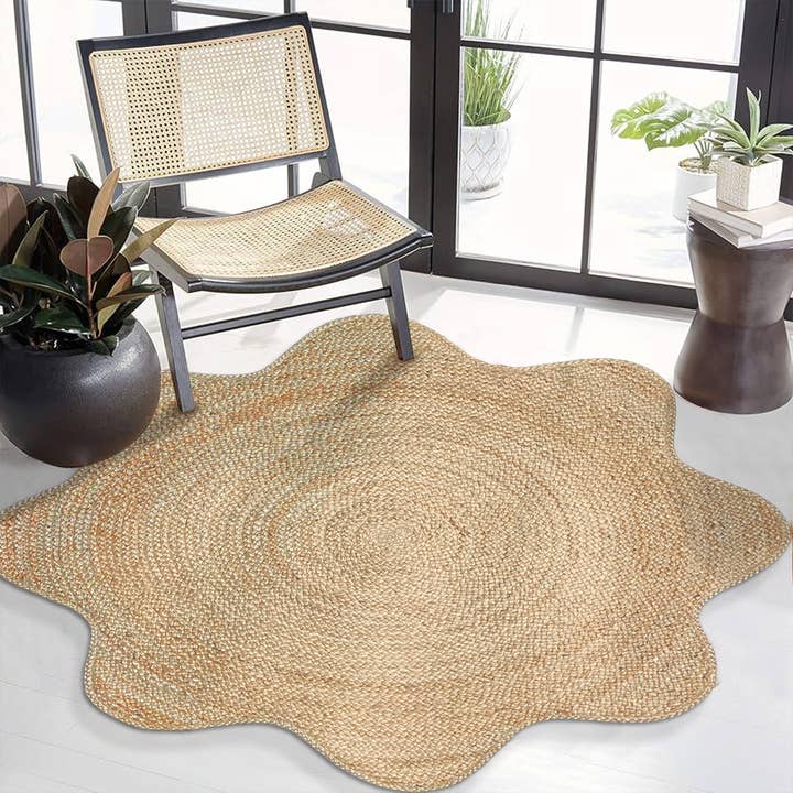 chardin home - Wholesale Area Rug - BRAIDED JUTE FLOWER RUG, NATURAL JUTE, 6'x6'