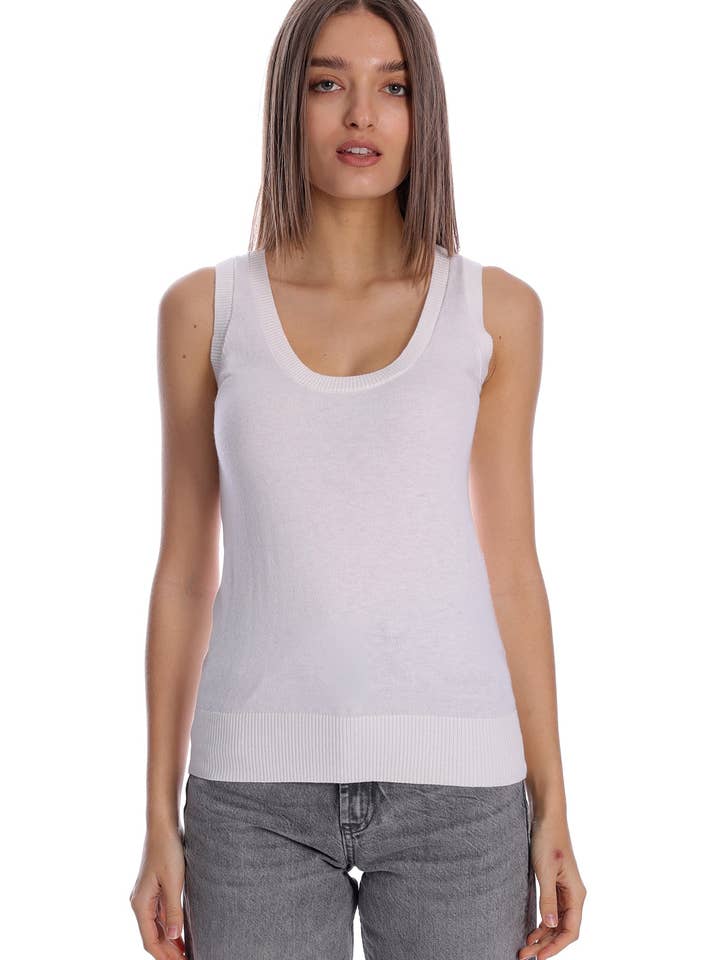 Supima Cotton Cashmere Scoop Neck Tank for wholesale by Minnie Rose
