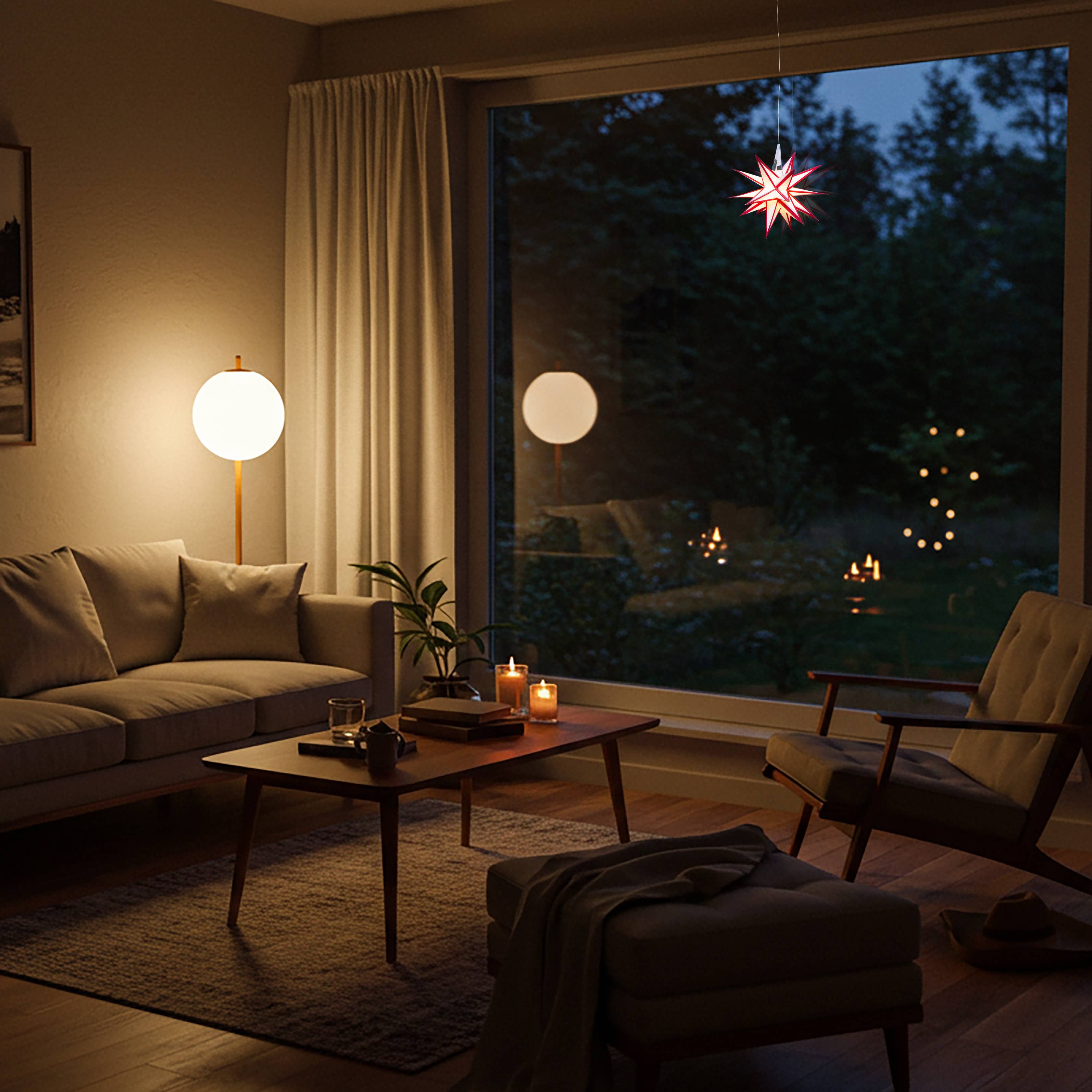 Artschatz LLC - Wholesale Paper Lantern/Lamp - Moravian Mini Star ~ 7", White /Red Paper Star Lantern Light1