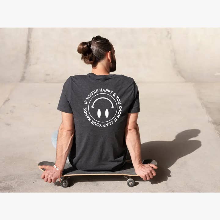 "If You're Happy and You Know it" Adult Smiley Face Tee for wholesale by L.A. Wave Co.