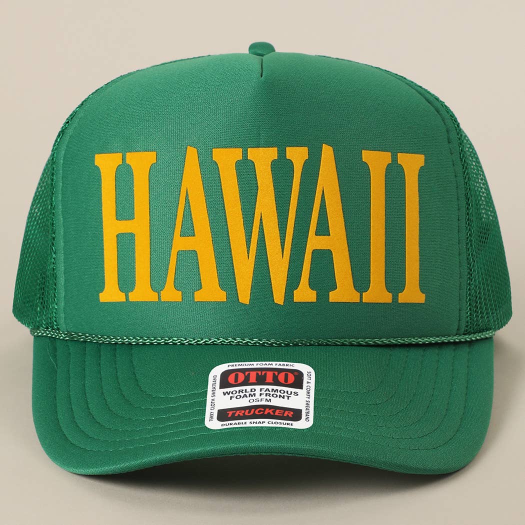 Fashion City - Wholesale Trucker Hat - Unisex - HAWAII Text Printed Mesh Back Foam Trucker Hat0