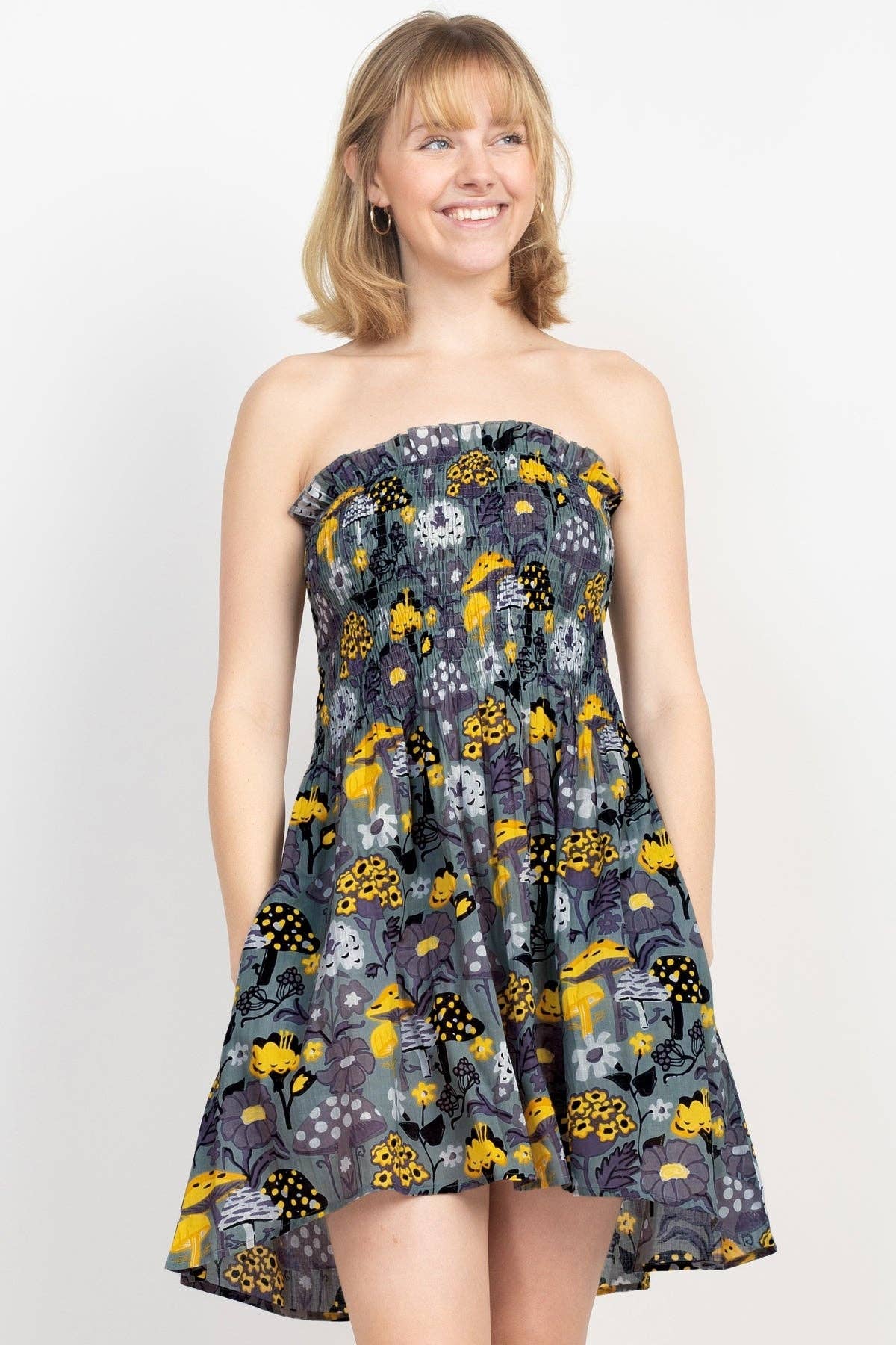 Black Mushroom Print Mini Dress for wholesale on Faire1