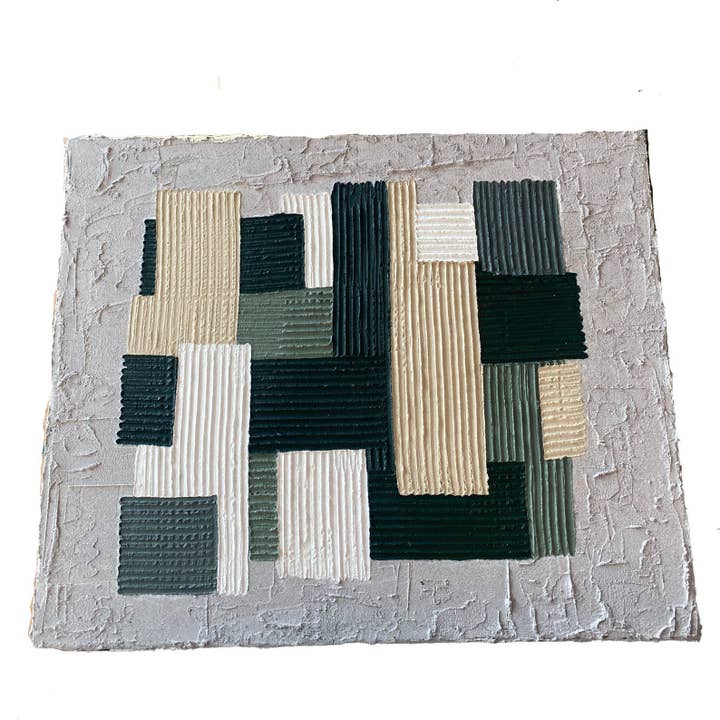 “Esmeralda geométrica, sálvia e bege”//16" x 20" por atacado de Seneca Avenue Arts