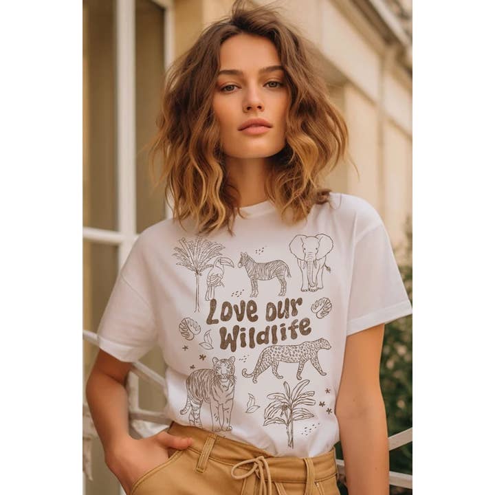 HRTandLUV – Großhandel T-Shirt (Grafikdruck) – Damen – LIEBE UNSER WILDLEBEN MINERALGRAPHIK-TOP2