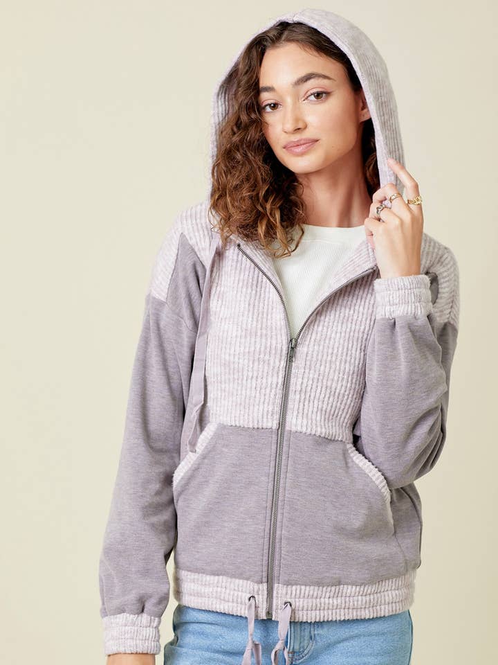 57621 Brushed Knit Hoodie Jacket for wholesale by Mystree