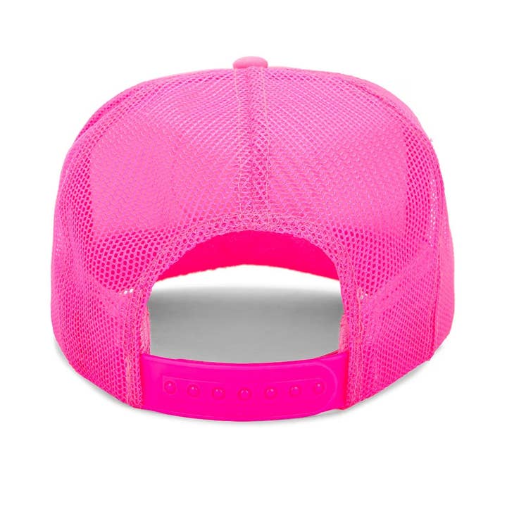 Happy Face Trucker Hat in Pink for wholesale on Faire3
