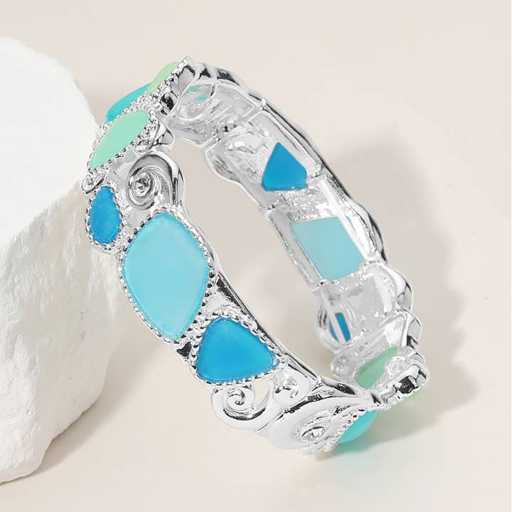 Sensibling Corp. - Vendita all'ingrosso Bracciale a polsino - Bracciale elastico con ciottoli di vetro di mare