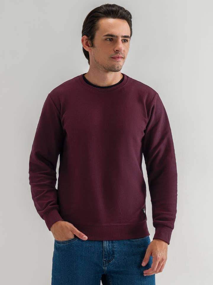 Maroon Terry Crewneck Sweatshirt for wholesale by Brian Oak Limited