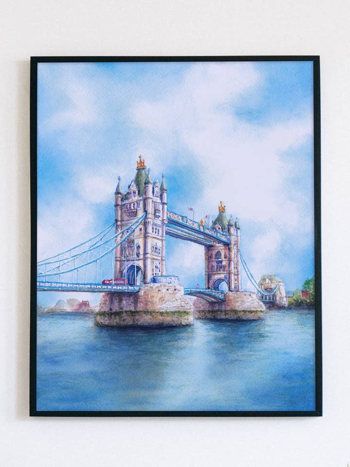 Tower Bridge Art Print | London Travel Painting for wholesale by Patience Creative