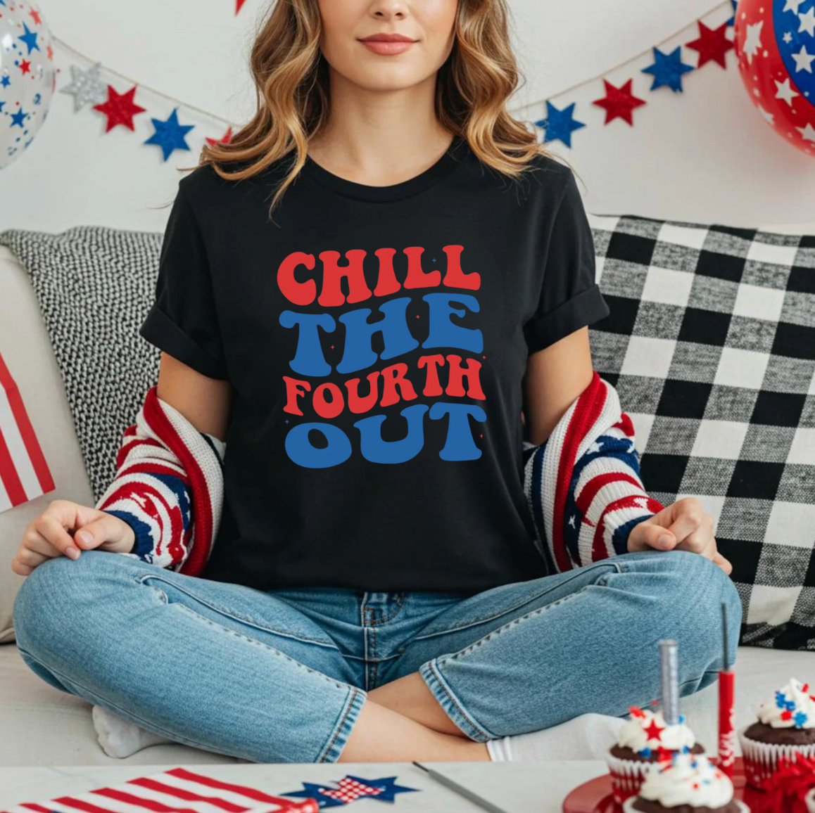 Kiki's Boutique – wholesale Screen printed t-shirt – Women′s – Chill The Fourth Out Tee2