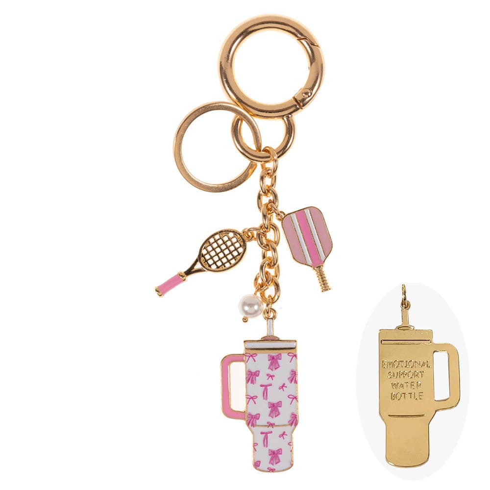Sensibling Corp. – Großhandel Schlüsselanhänger – Damen – Emaille-Pickleball-Blumenmuster-Becher-Schlüsselanhänger-Taschenanhänger4