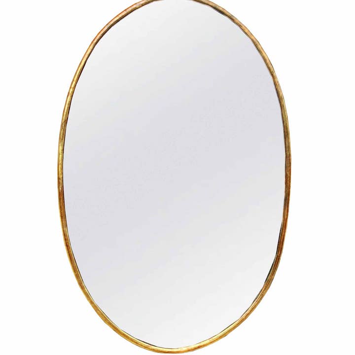 Palmeraies - Wholesale Wall Mirror - Oval Antiqued Brass Mirror - Unlacquered Brass Mirror1