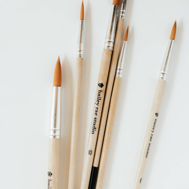 Bailey Rae Studio - Wholesale Watercolor Paint - Round Tip Watercolor Brush Set -- 6 piece6