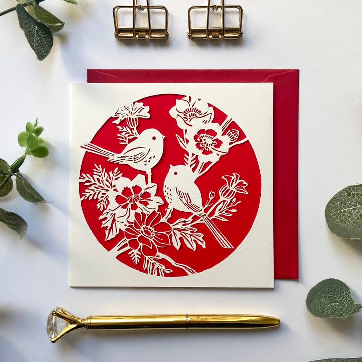 Anniversary birds card, Bird birthday card for wholesale by Chow's Stories