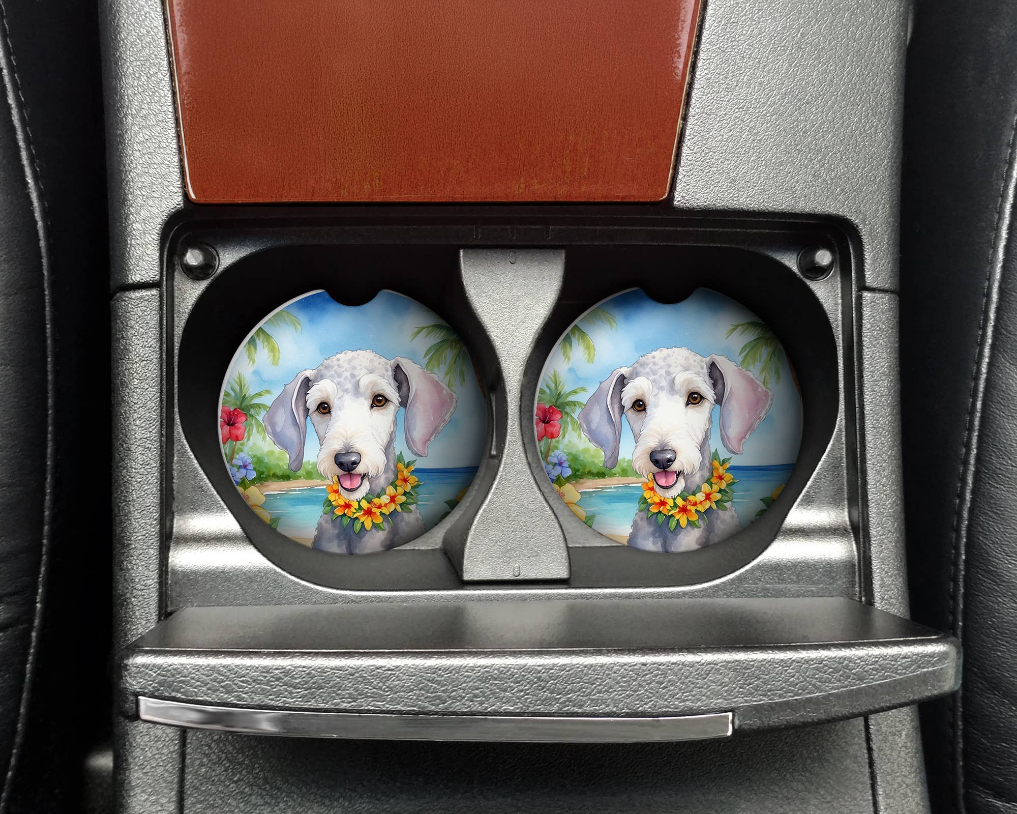Caroline's Treasures - Wholesale Car Coaster - Unisex - Bedlington Terrier Luau Car Coasters DAC6365