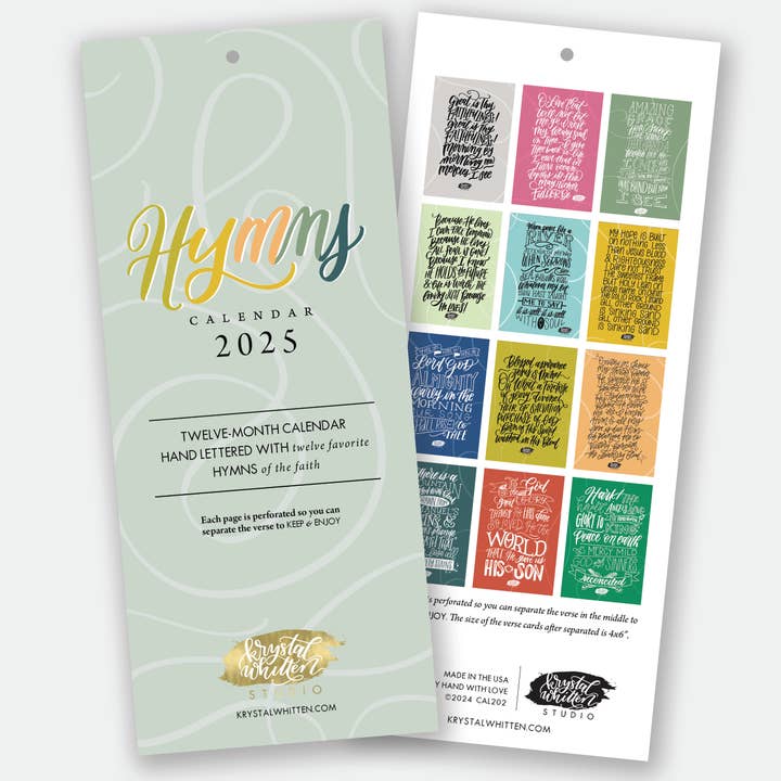 Hymns Art Calendar 2025 for wholesale by Krystal Whitten Studio
