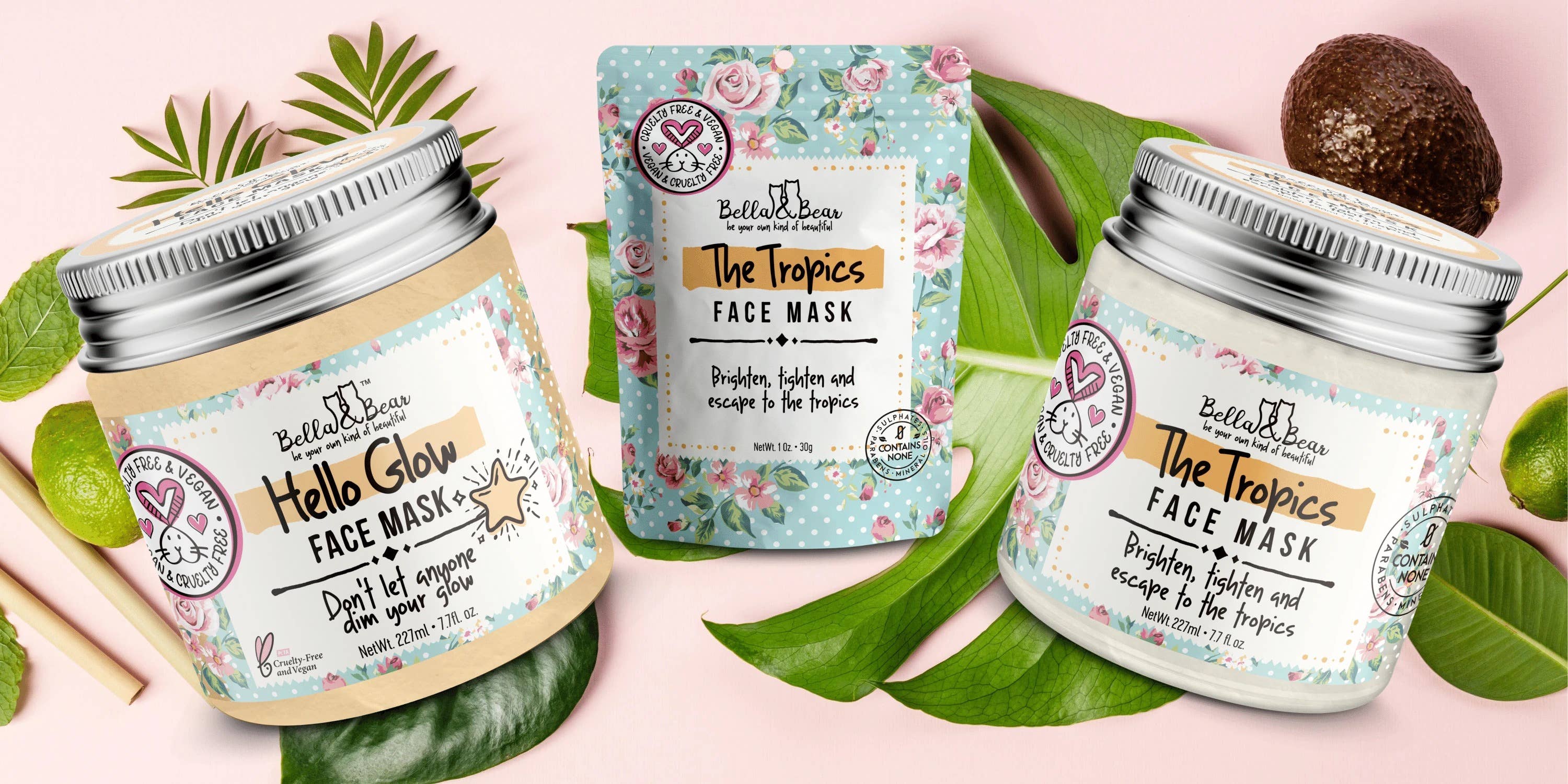 Bella & Bear - Wholesale Skincare face mask - Tropics Face Mask - Vegan & Cruelty-Free Mini | Travel 4
