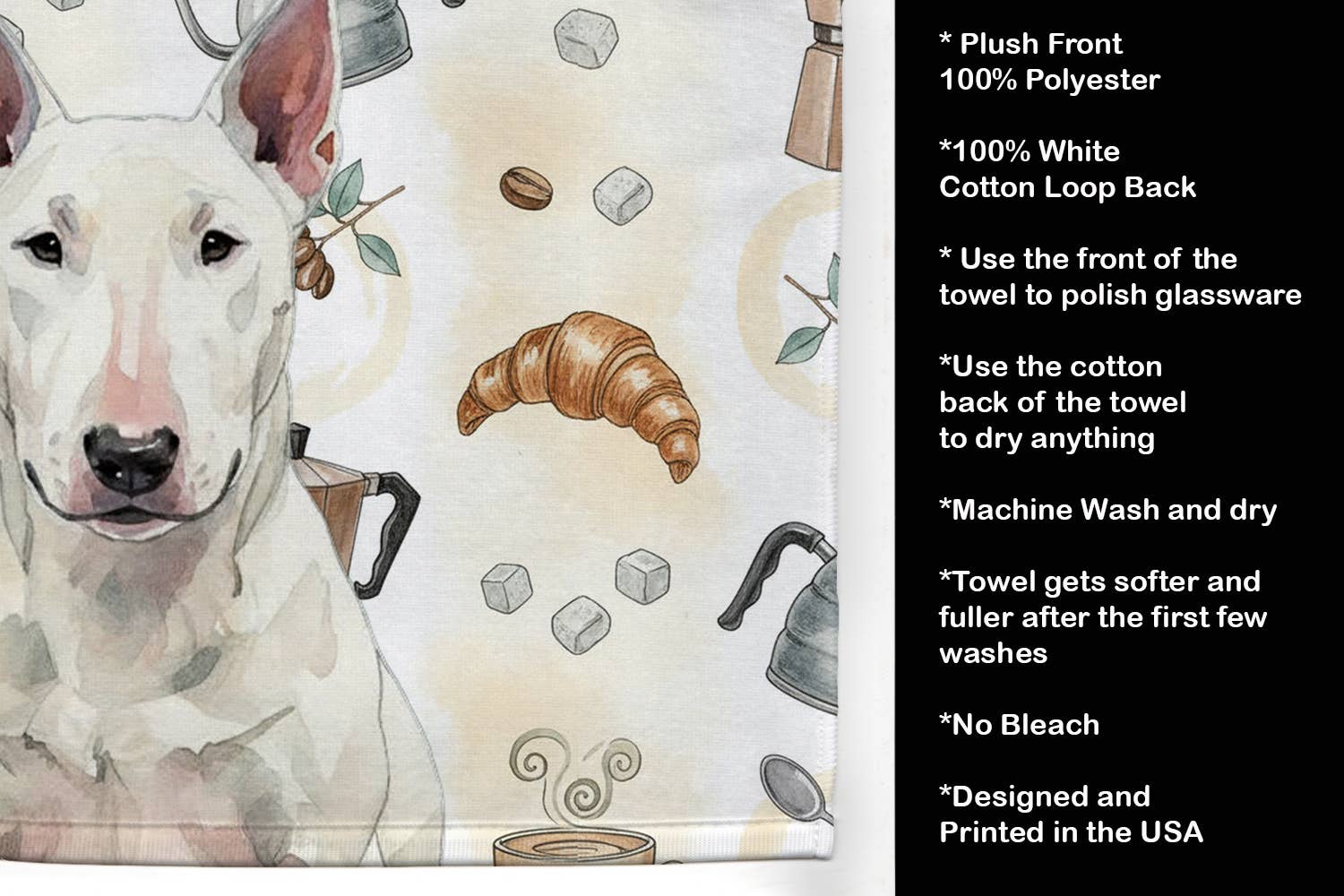 Caroline's Treasures - Wholesale Hand Towel - White Bull Terrier Coffee Bar Towel WDK73522