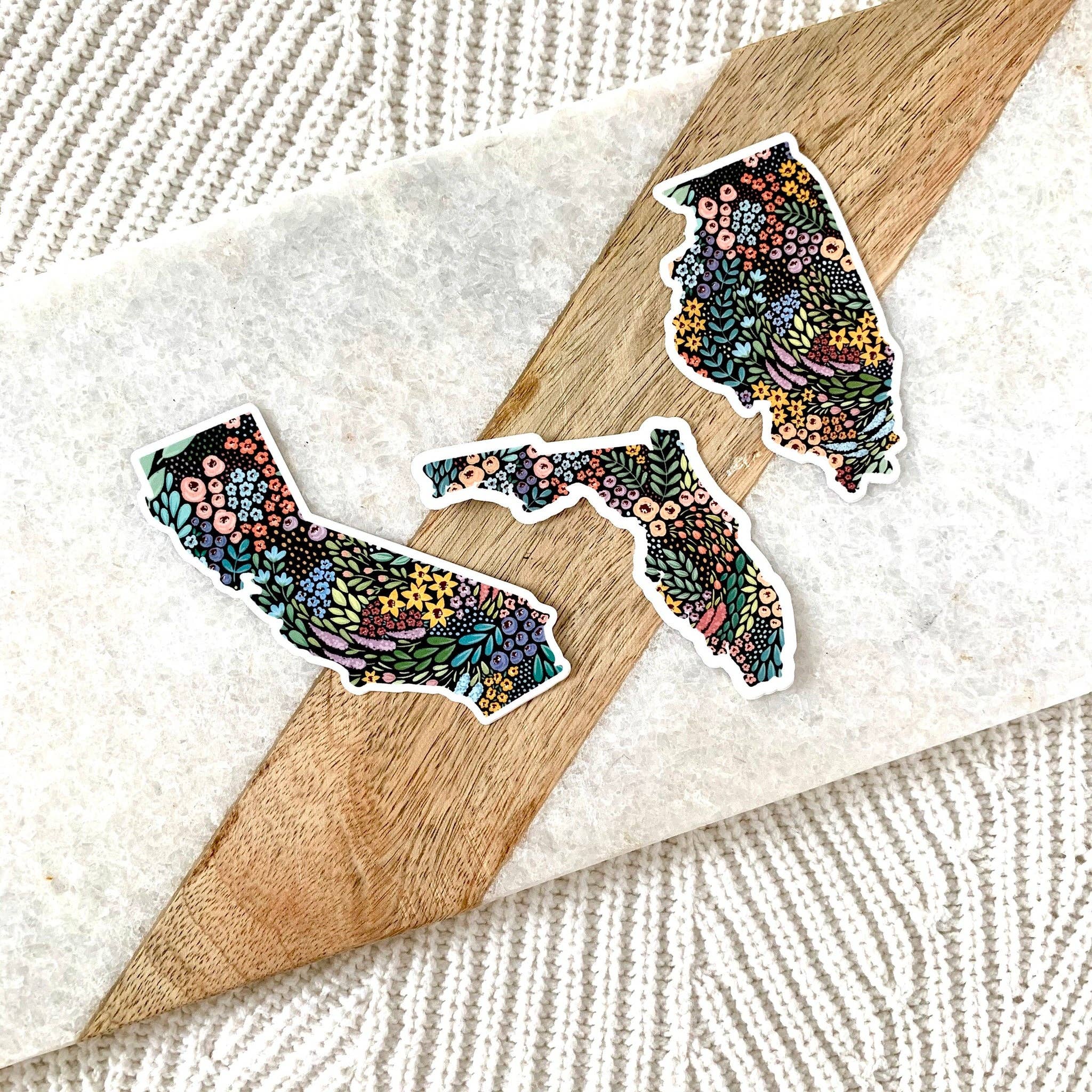 Elyse Breanne Design - Wholesale Sticker - California Floral State Sticker 3.25x2.5in8