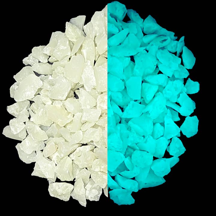 IT GLOWS - Venta al por mayor Piedra de decoración - Rocas luminosas de primera calidad, de 3 a 8 mm, color aguamarina, grava brillante o piedra brillante
