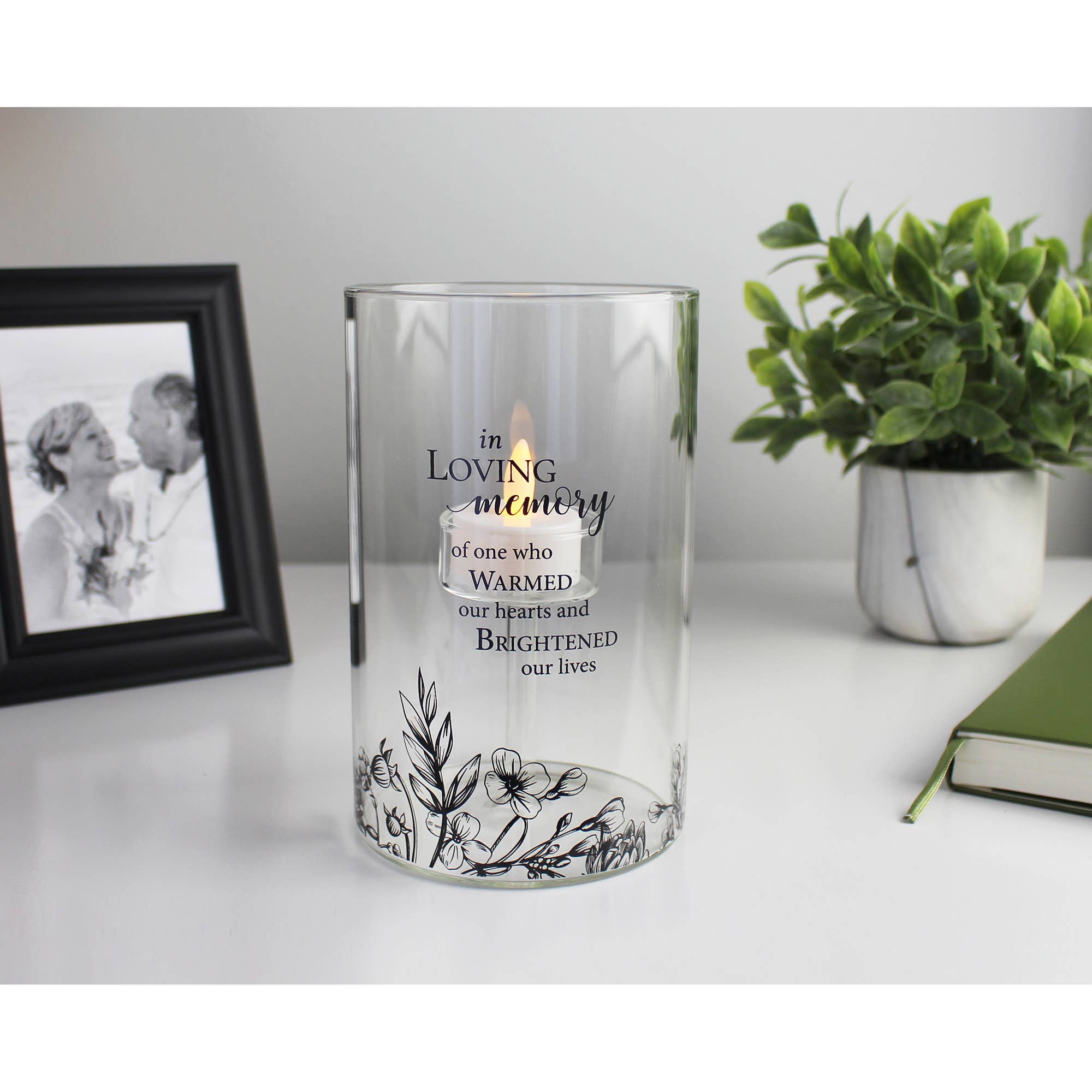 Lillian Rose - Wholesale Candle Holder - Lillian Rose "In Loving Memory" Floral Glass LED Candle2