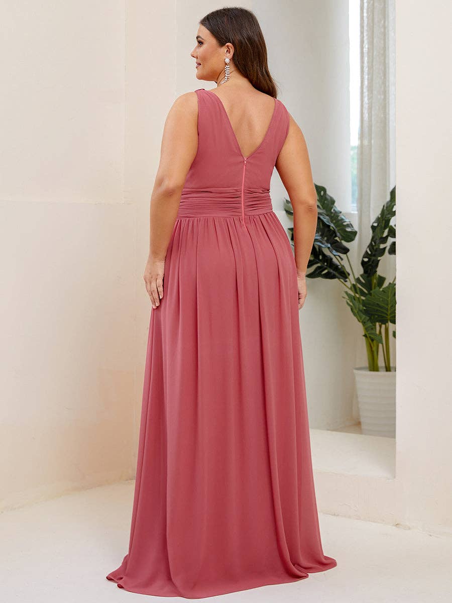 Ever-Pretty - Wholesale Formele jurk - Dames - Maxi avondjurk in plusmaat met dubbele V-hals62