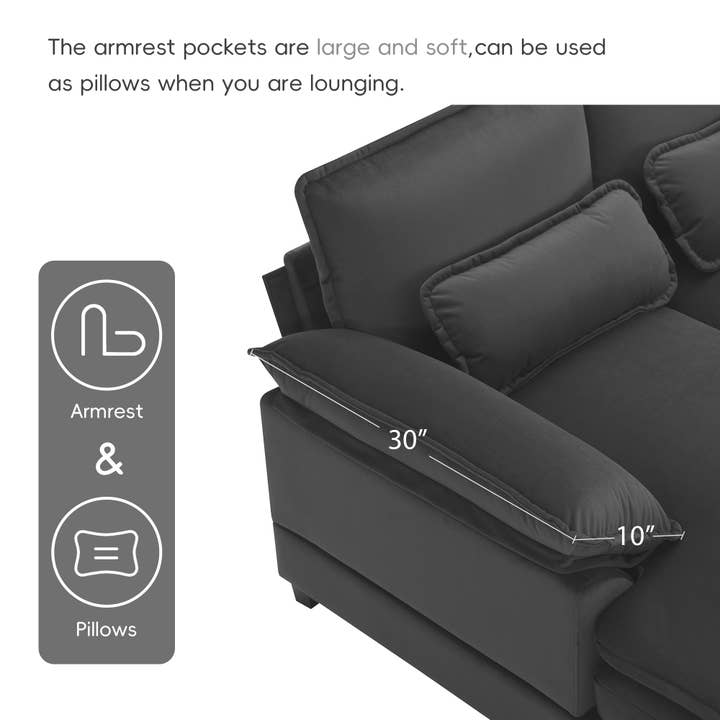 39F Inc. - Wholesale Sofa - 109.8" U-shaped Sectional Sofa with Chaise & Waist Pillows2