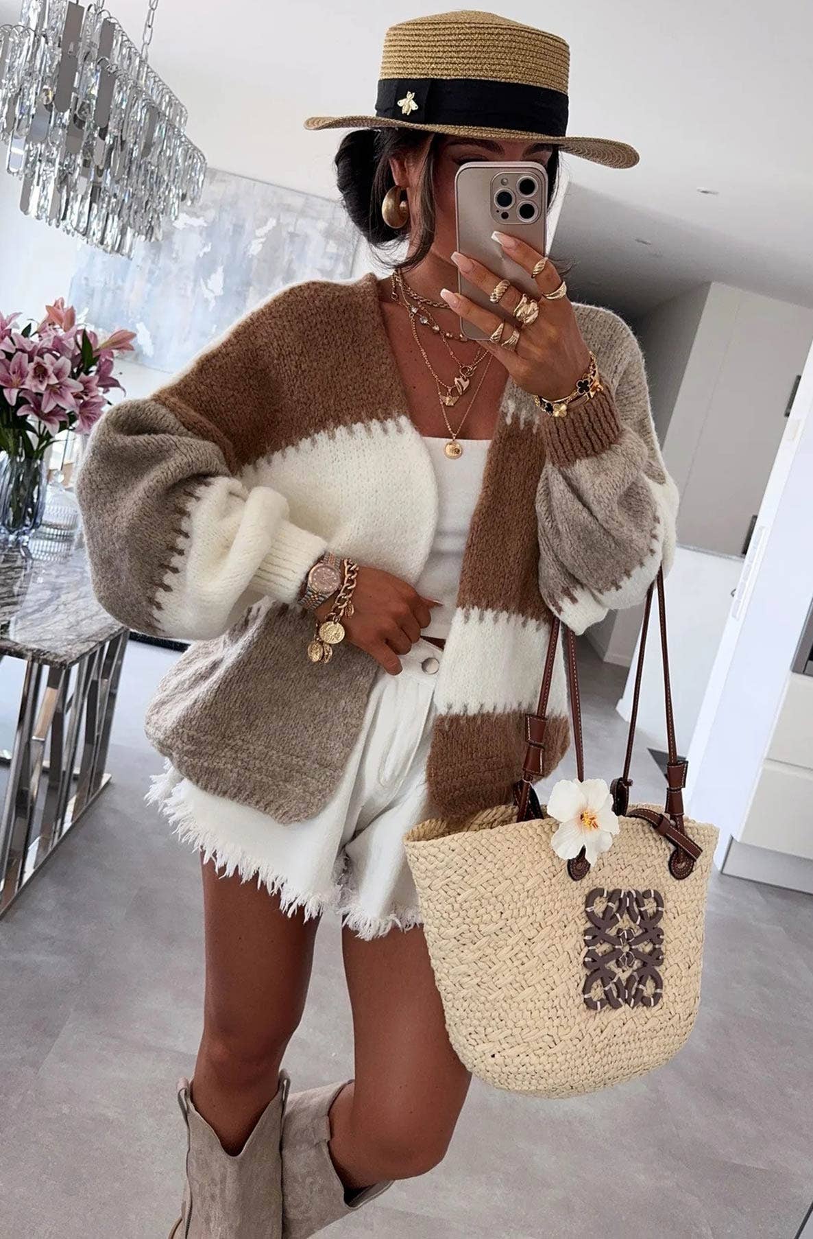 Pierre Cardigan en maille à blocs de couleur contrastée Miraya - Pierre en vente sur Faire1