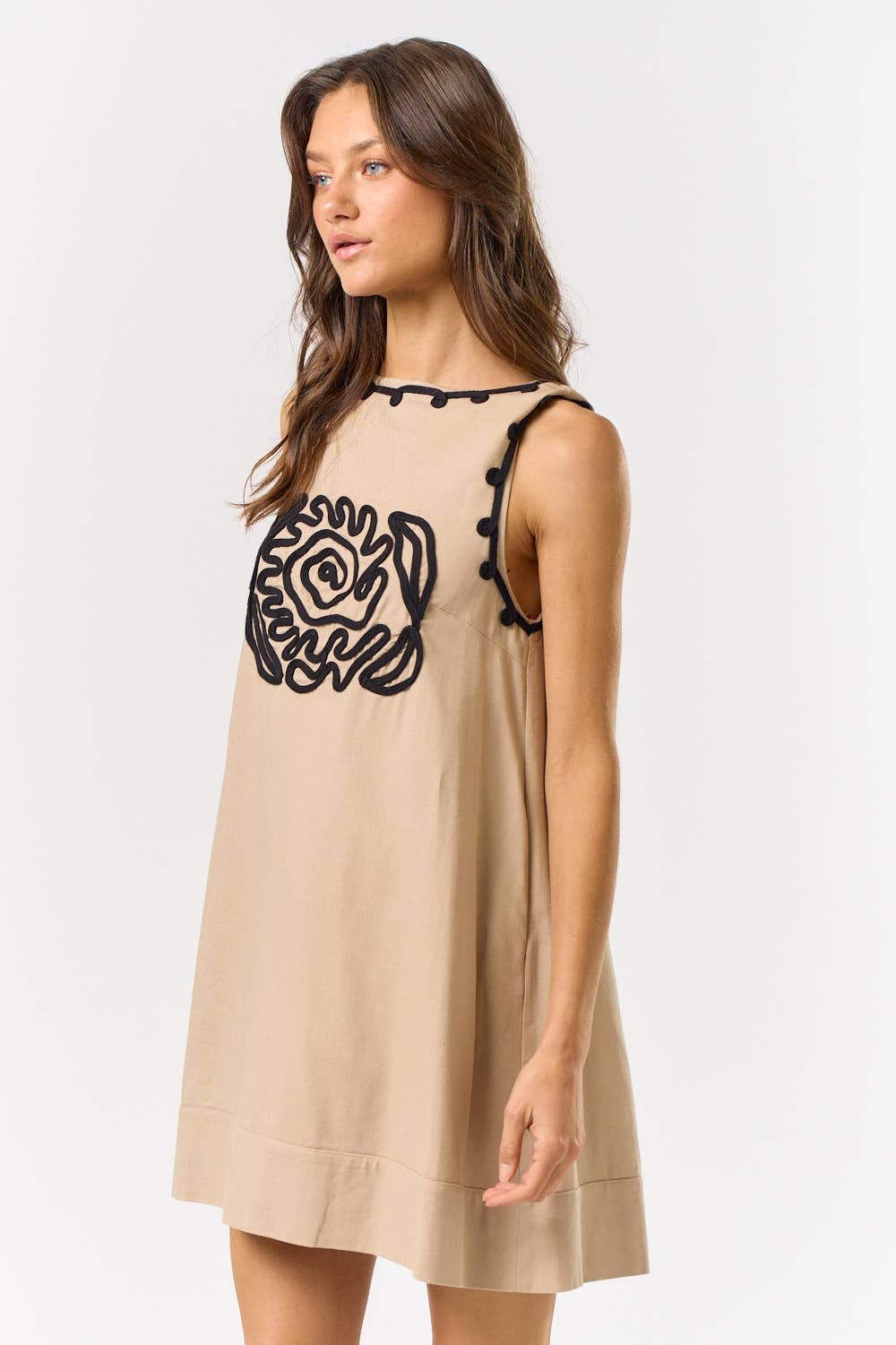 Lalavon - Vente Robe – femme - ILD5208 Robe droite sans manches bohème brodée11