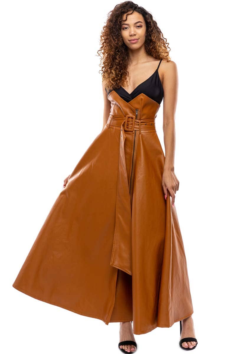 TOV - Vente Jupe – femme - Jupe taille haute en cuir végan