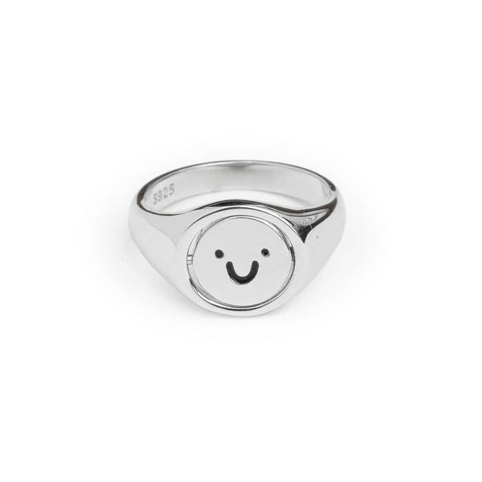 Pedrita Parker – wholesale Band/stacked ring – Happy/Sad Face anti-stress silver ring0