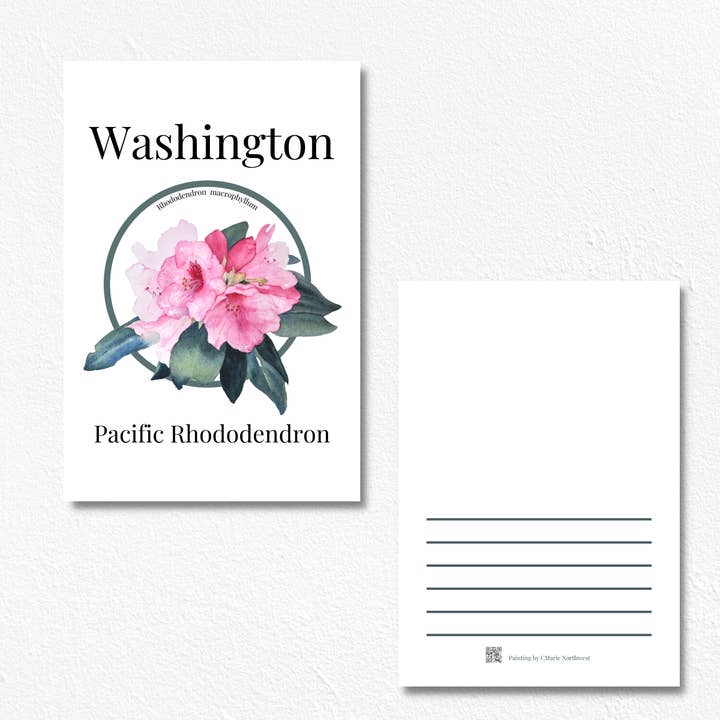 Postal Rhododendron, Flor do estado de Washington por atacado de CMarie Northwest