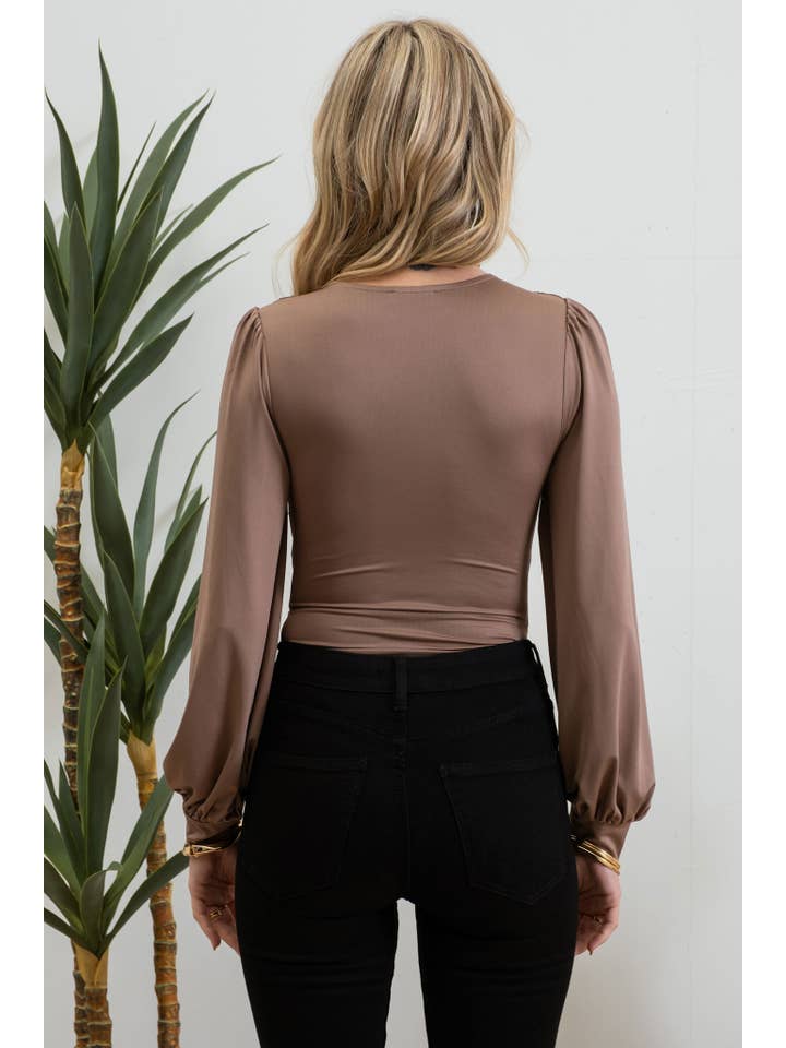 MINE - Wholesale Bodysuit - Women's - DEEP V NECK LONG SLEEVE BODYSUIT