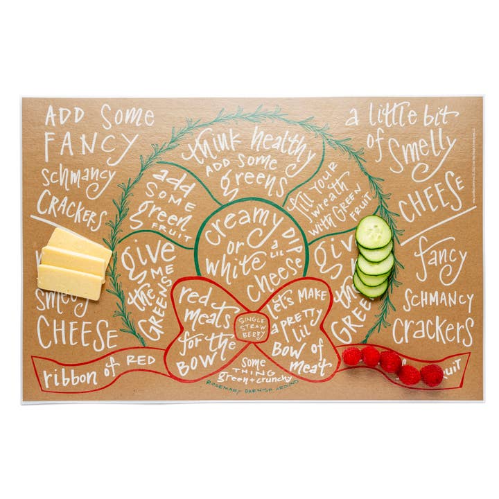 Color Box Design & Letterpress - Wholesale Cheese Board - Charcuterie Cheat Sheet | Wreath