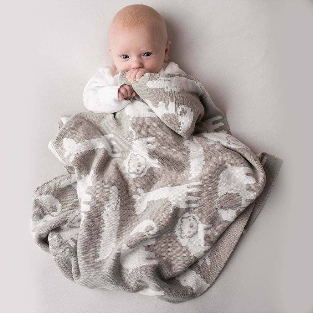 Grey and White Safari Blanket for wholesale on Faire1
