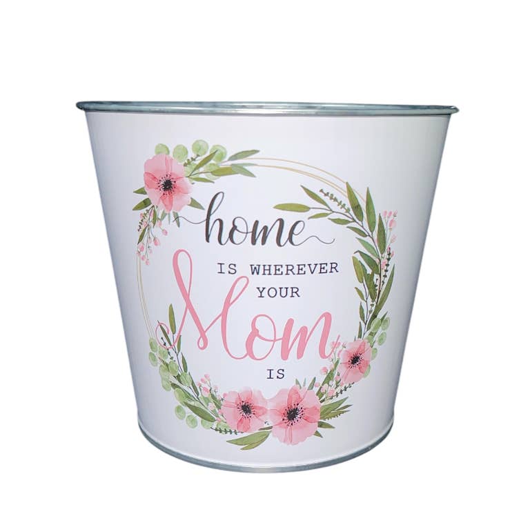 Thompson Wholesale - Wholesale Plant Pot - "Home is Wherever Your Mom Is" Metal Pots -- 12 Pack2