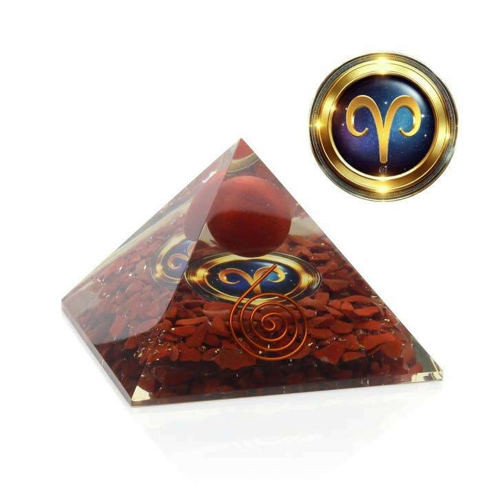 UniArt - Wholesale Spiritual Stone/Crystal - Orgonite pyramid with zodiac symbol