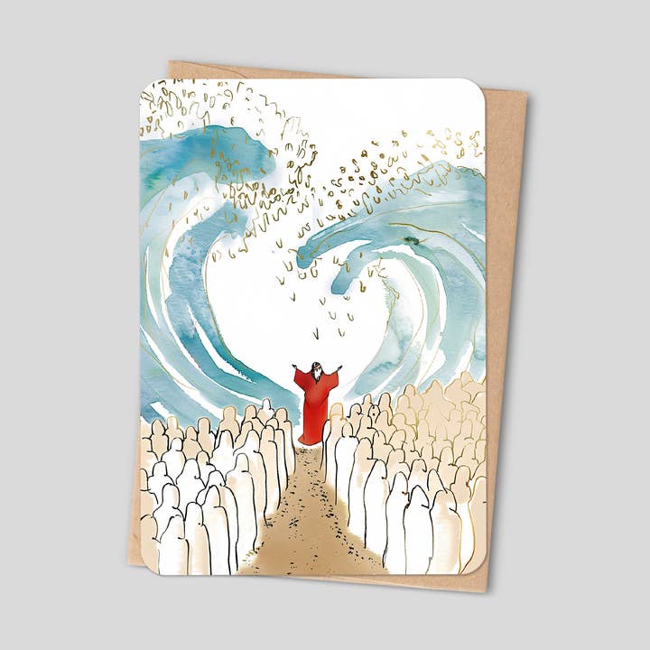 Separare le acque – Biglietto di auguri cristiano ispirato a Esodo 14:21 per la vendita all'ingrosso da parte di Little Prayer Tea Company