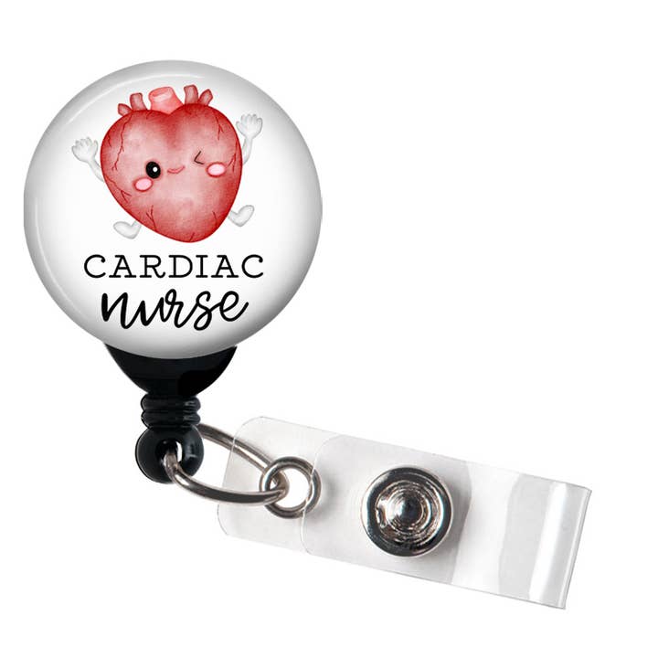 Cardiac Nurse Badge Reel, Heart Watercolor Badge Holder for wholesale by Good Girl Gone Badge