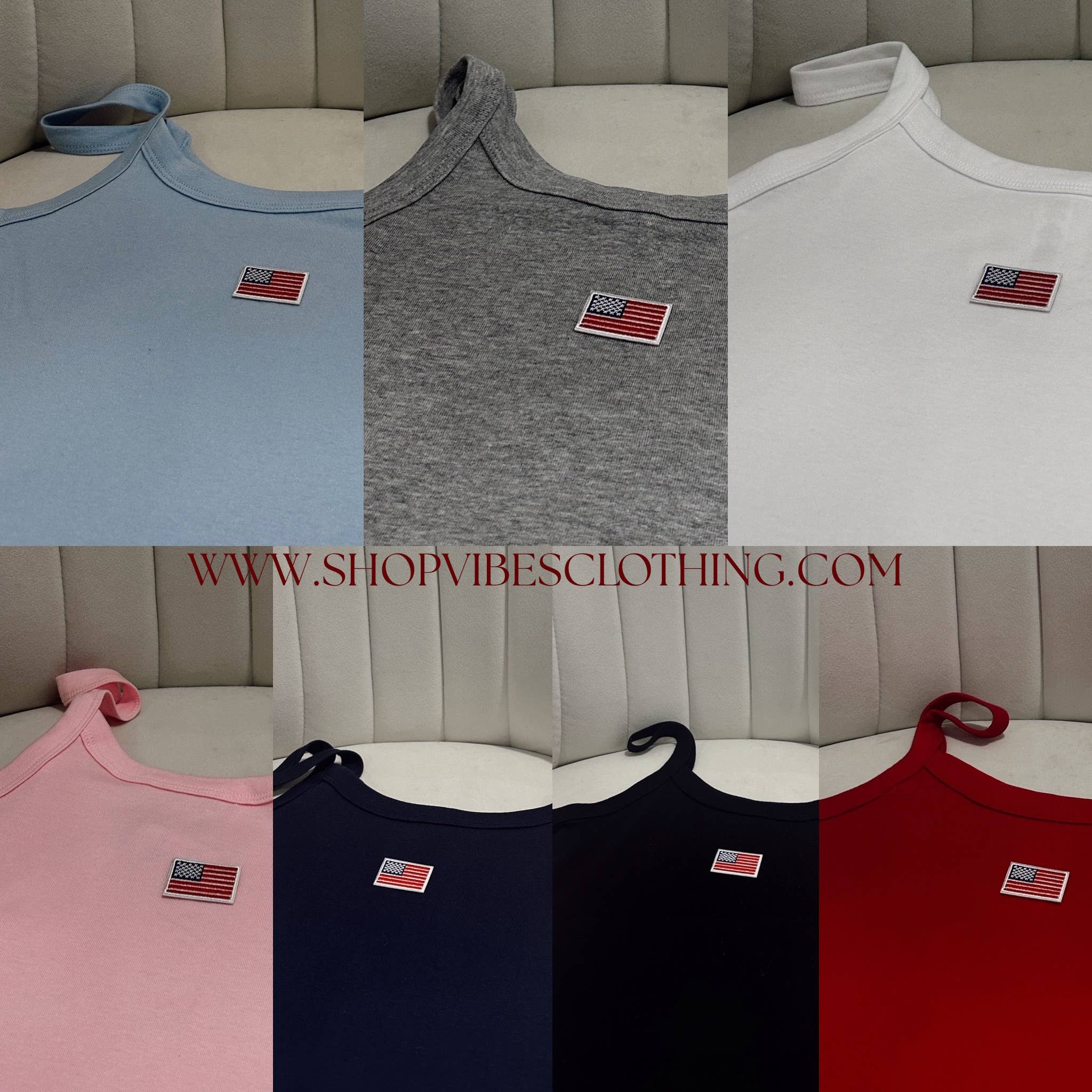 shopvibesclothing – wholesale Linne (Tryckt) - Dam – Baby Flag Tank