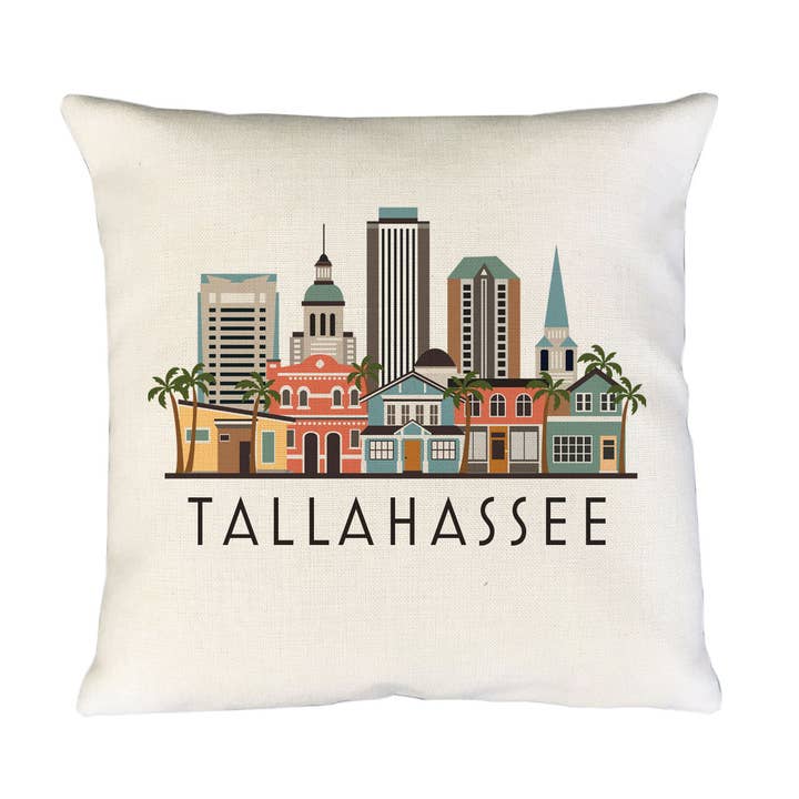 Tallahassee City Pillow Cover | Florida Jax Skyline Decorative Throw Pillow Cushion Sham for wholesale by MooMo Studio