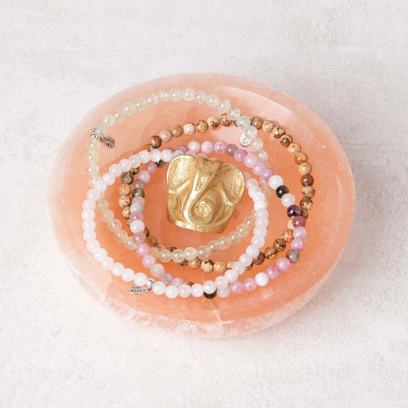 Tiny Rituals - Wholesale Crystal Charging Plate - Peach Selenite Crystal Recharging Bowl0
