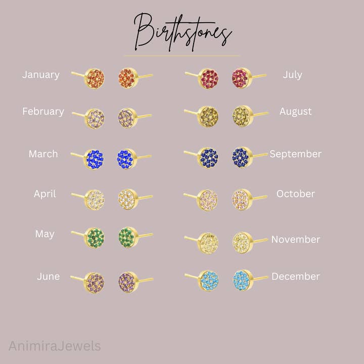 Animira Jewels - Wholesale Knopjes/oorstekers - 18K Verguld CZ Geboortesteen Oorbel · Anti-aanslag5