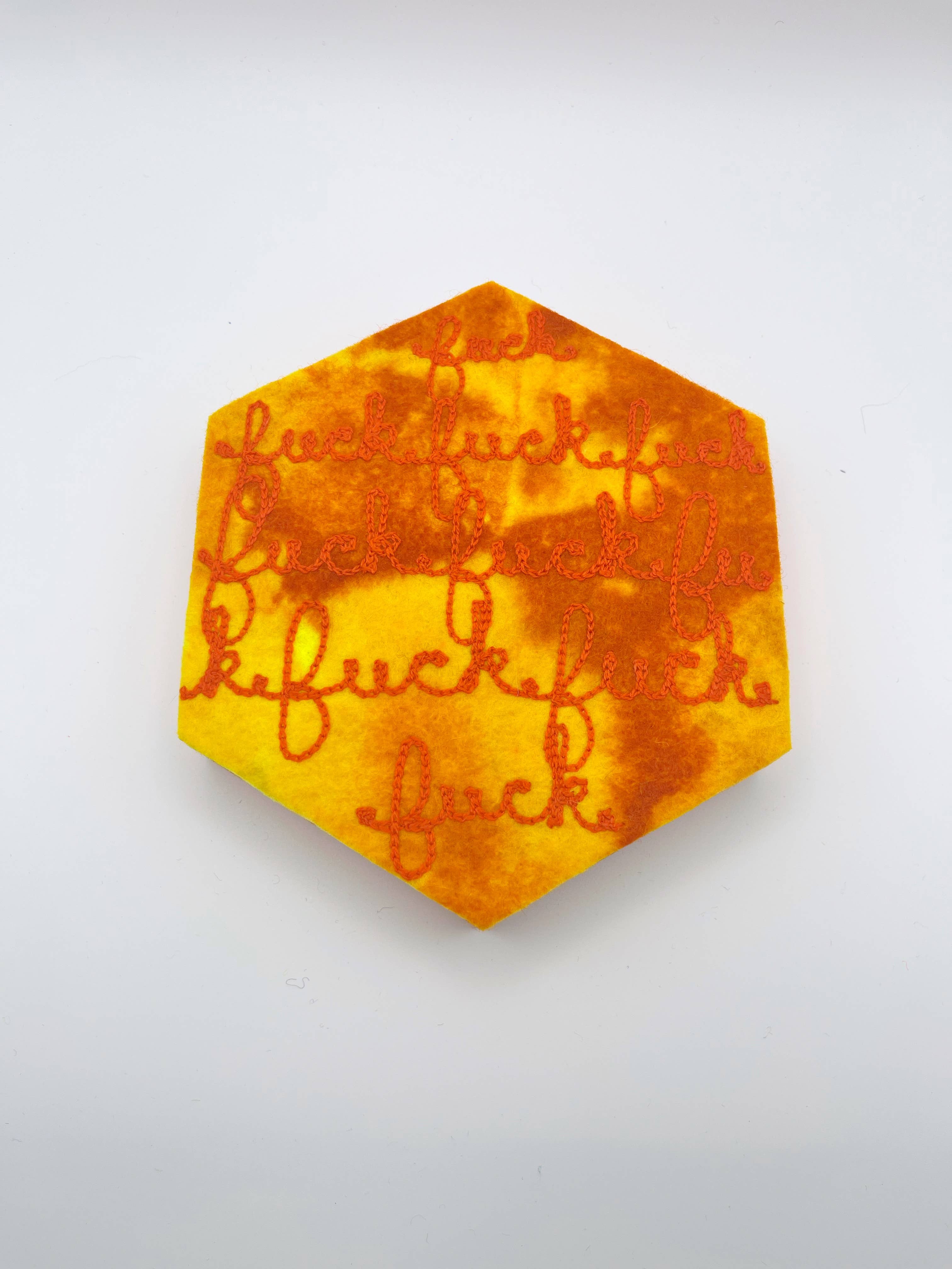 Cat Babbie - Wholesale Wall Accent - Fuck, Fuck, Repeat Hexagon Fiber Art3