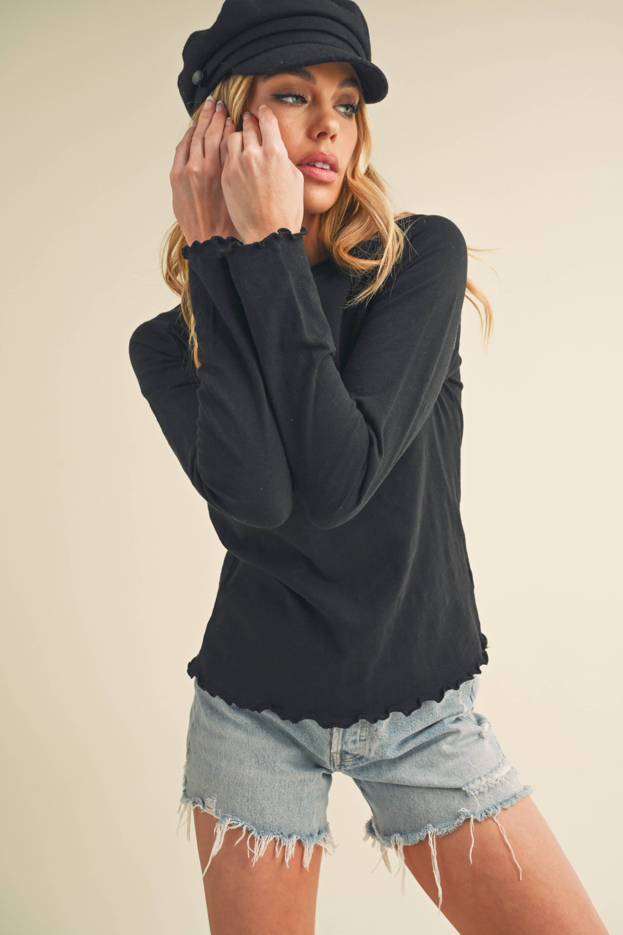 AEMI + CO - Wholesale Knit Top - Women's - 8288DN Gwen Baby Long Sleeve Top 52