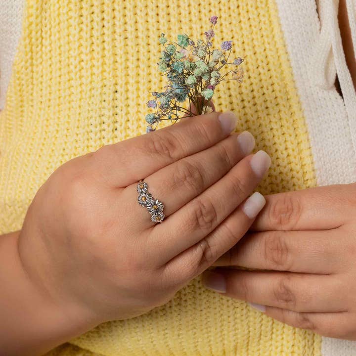 Nina Designs - Wholesale Band/Stacked Ring - Sterling Silver and Bronze Daisy Chain Ring2